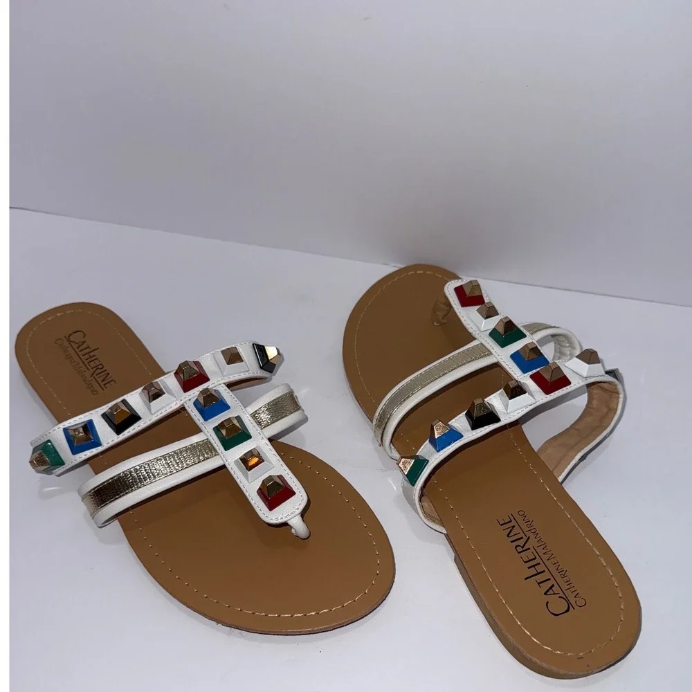 Catherine Malandrino‎ Studded Thong Sandal 10 Women Boho Beach Festival Resort